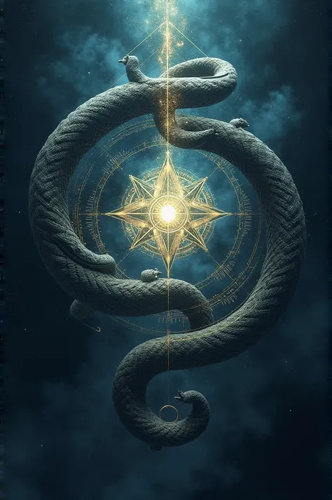 Hexagram star inside the Ouroboros serpent