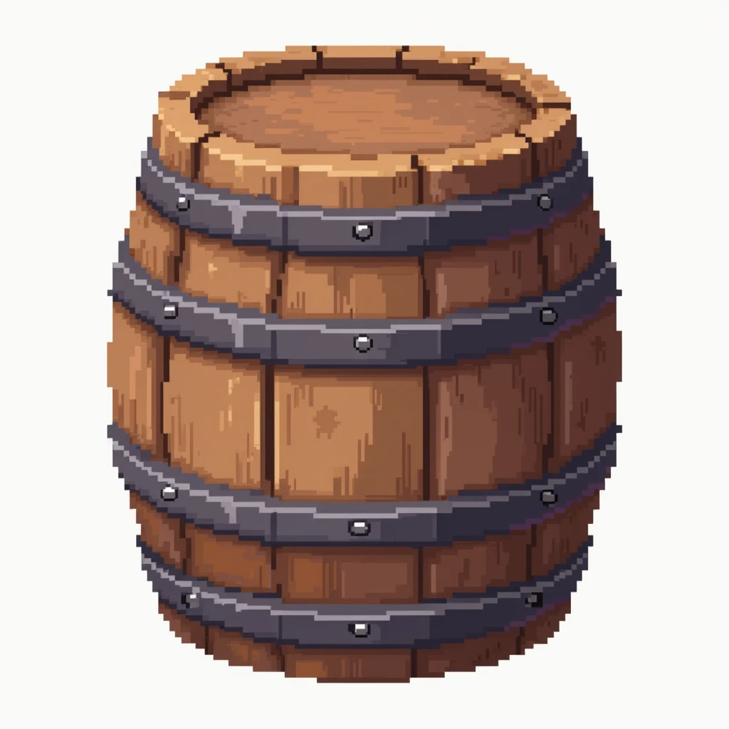 pixel art, 2d sprites, barrel ,icon, 32×32,