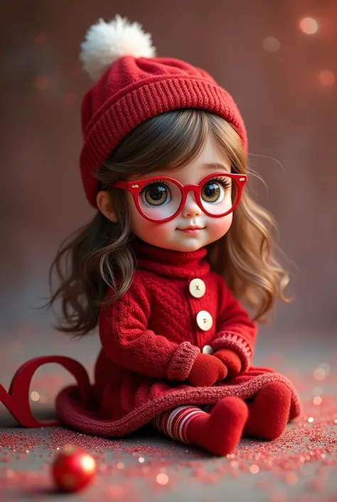 A cute Christmas Thinckerbell girl color Red sitting in the words Tanya in beautiful letters color black with polka Dots color red and magenta with cupper and peach and glittery with es color pink and glasses color pink with magenta and burgundy glittereri...