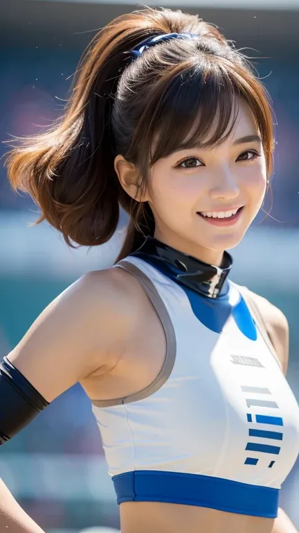 (((   Latex Sleeveless Cheerleader Costume ))),((( With pom-poms ))),,((( clave cutout ))),(((fist　pump))),,   ulzzang-6500-v1   .1, (  RAW photo :1.2), ( Photo realistic :1.4),   Beautiful and Delicate Woman   ,   very detailedなeyeと顔,  beautiful detailed ...