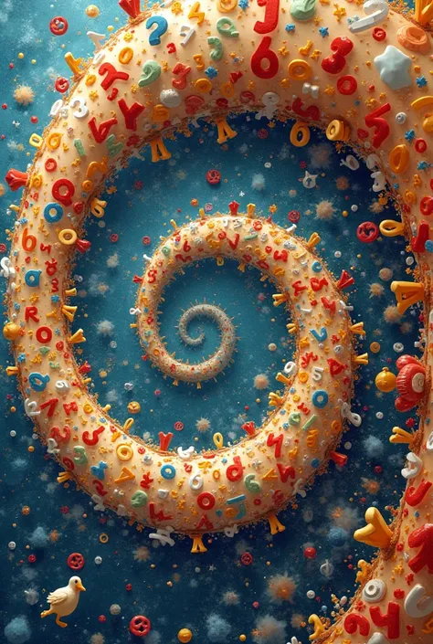 Mr.々Numbers and letters swirl in a spiral