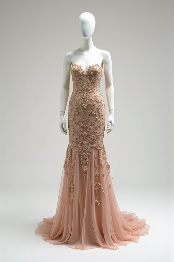 Oscar de la Renta Embroidered Gown on a maniqune 