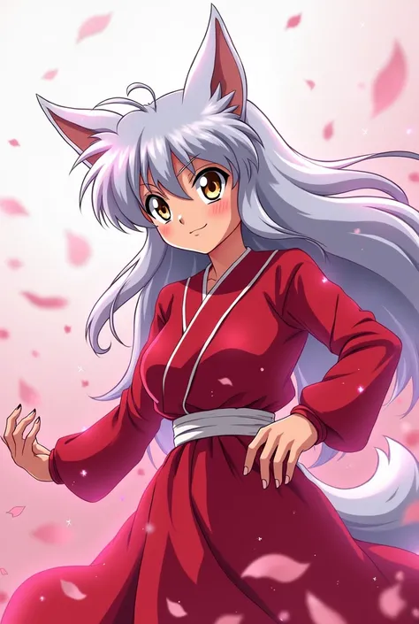 Inuyasha HD wallpaper in original drawing format in pink tones