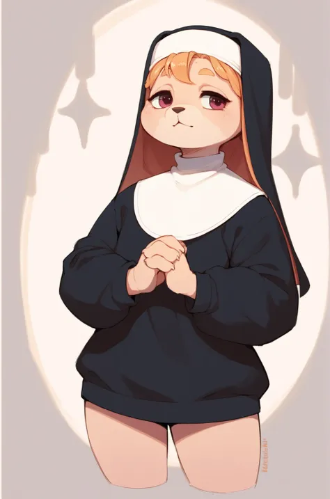 A pure nun , (lacy bottom underwear:0.3) , long clothes , Kneel and pray