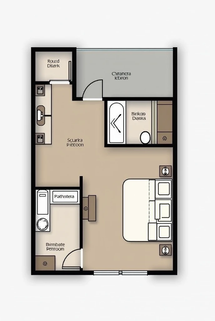  Hello can you help me create a plan of an apartment 10 meters deep by 4 meters wide,  distributed like this :  a combined living room a kitchen , 1 studio , 1 bathroom,  a place for washing clothes and a room with a private bathroom 
[21/12 11 :01 p. m.] ...