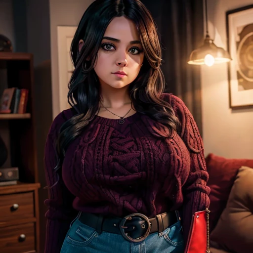 Dark movie style, a petite cute shy innocent slightly chubby with monstously huge fat size breasts Mexican nerdy emo teen, short volumetric hair, beautiful detailed brown eyes, cutely detailed lips, super cute highly detailed eyes and face, round shape fac...