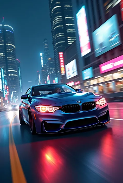 Naruto BMW M4 CAR IN CITY NIGHT highway 
