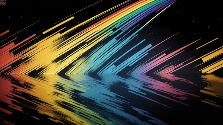 (masterpiece, top quality , very detailed,8k wallpaper),抽象的なRainbowの閃光, geometric pattern,Rainbow, abstract expressionism , sharp,straight,reflection