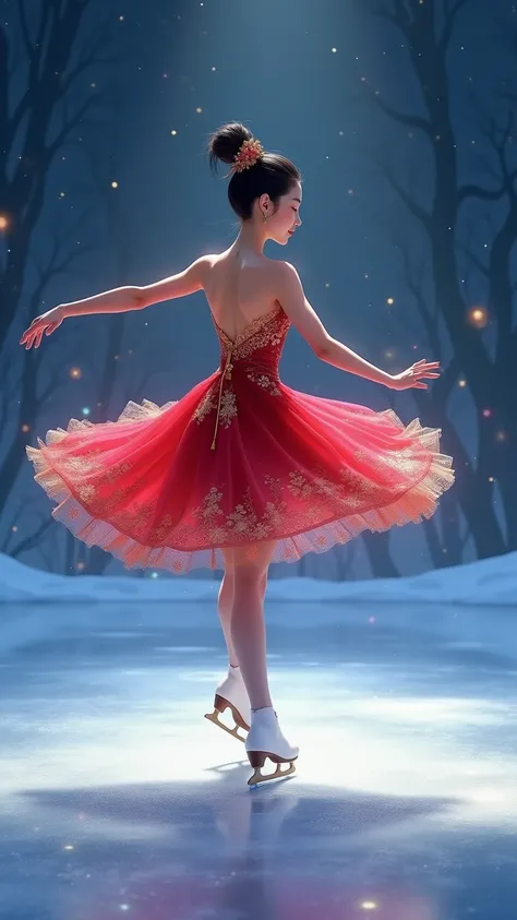 Figure Skating Costumes　Mulan&#39;s song with a short skirt


