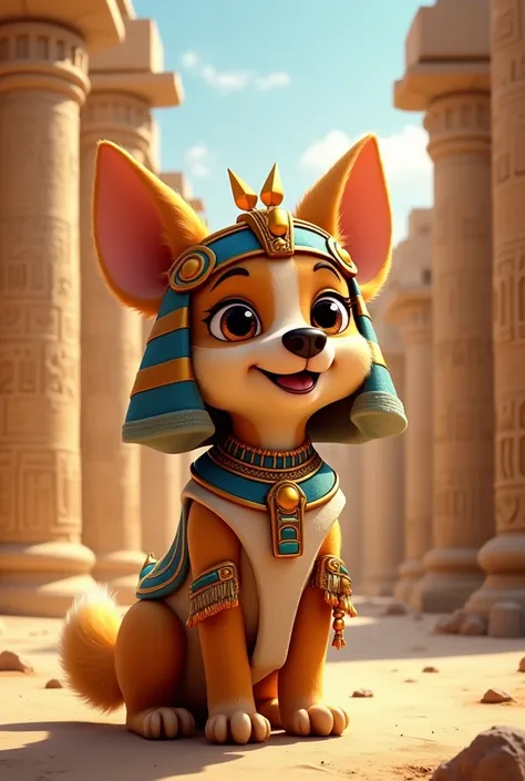 Anthropomorphic cute dog dressed in an Egyptian costume