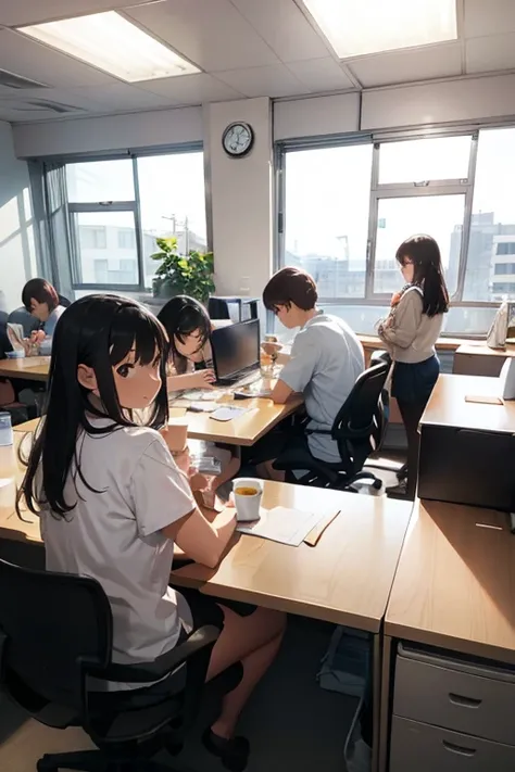  company office, During break, Tea drinkers 