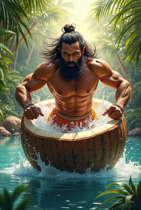 Bal hanuman coming from coconut shell water 