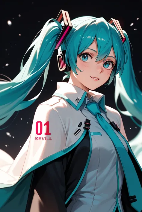 Hatsune Miku is fascinated by wearing a very large satin cape