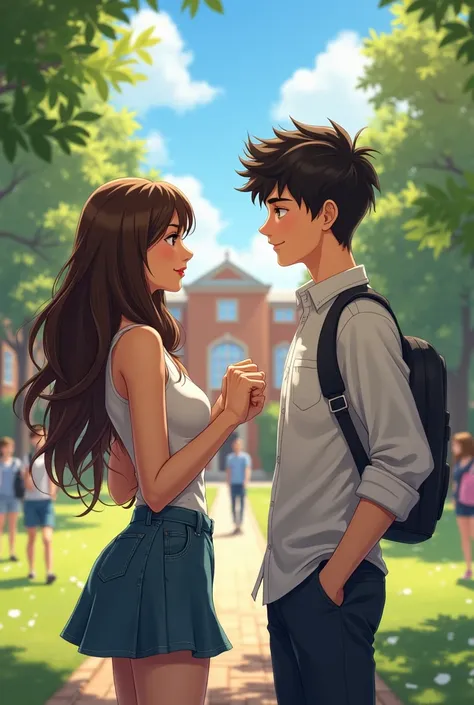 A boy in a university meet with a beautfull girl 