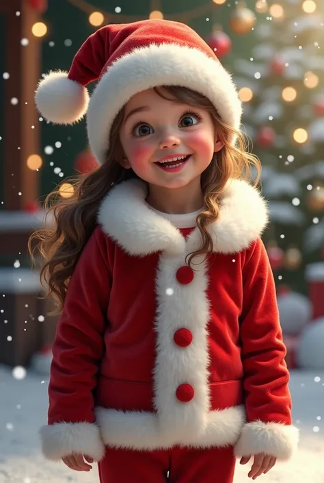 Girl dressed as Santa Claus