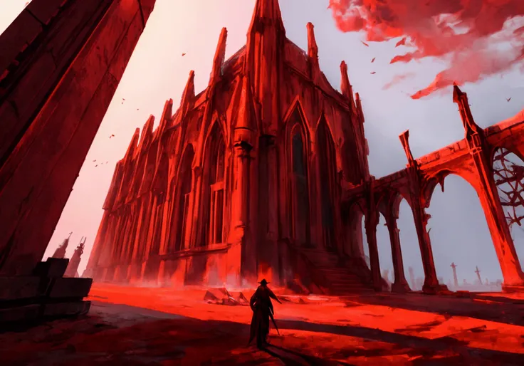 background:Blood Cathedral ( See hint image ), An ominous red infinity floats in the air