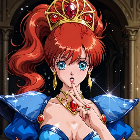 (( top quality )), ((masterpiece)), ( Details), （ perfect face）、The red-haired Yoko Asagiri married Ganondorf and became a beautiful, bewitching queen of the Gerd tribe, full of adult sex appeal and charm, and wears a pure white vintage Victorian dress of ...