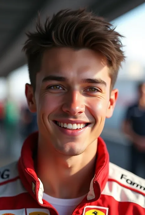 Generate F1 driver handsome and cute brown hair