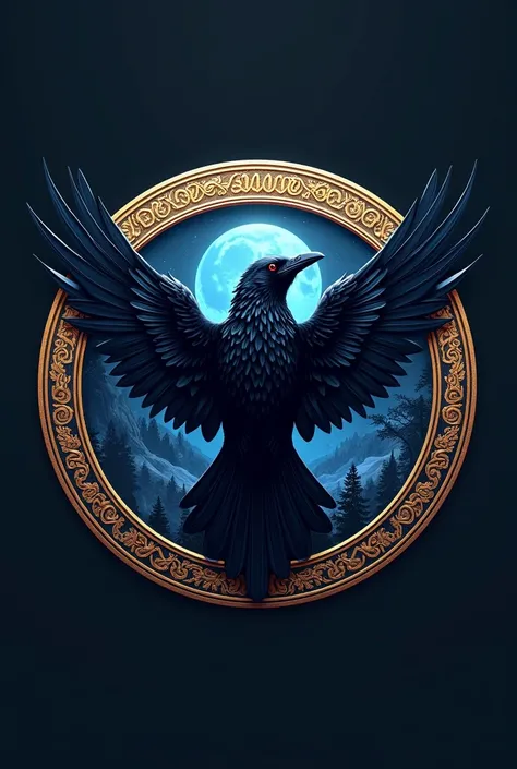 make a raven logo inspired by ravencla. should be in a circle 