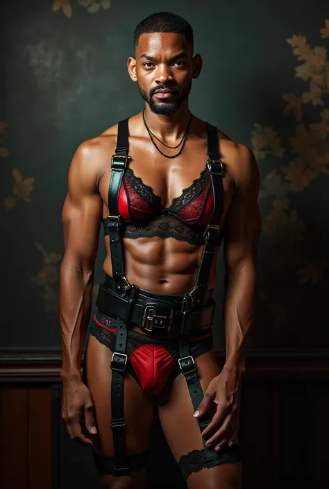 Will Smith wearing full set lingerie with bdsm style