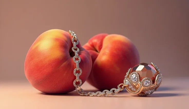 A peach fruit next to an anal jewel
