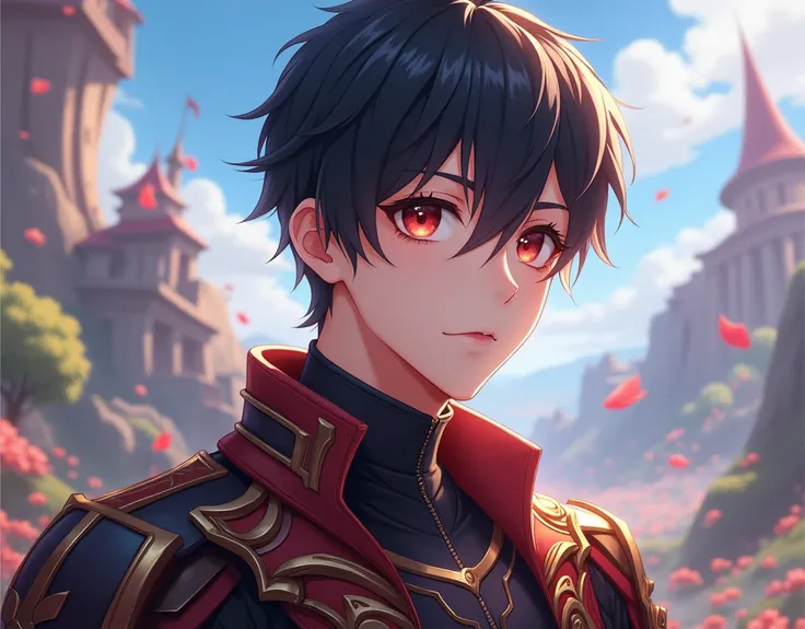 (absurdres, highres, ultra detailed, HDR), masterpiece, best quality, Android Game Character , short hair, handsome boy, anime eyes, Mobile Legends Hero, detailed scebe, detailed character