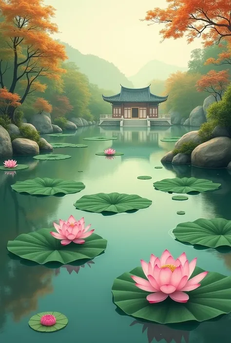 （Lotus blossom end 、 Lotus leaf fall ）（Late Autumn）（Green water ）（ View of Chauseh ）
（ Chinese style mansion）