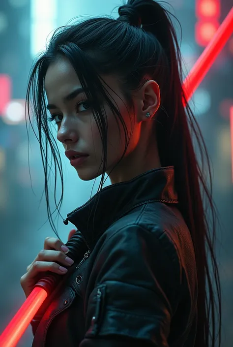 cyberpunk, woman, katana sword