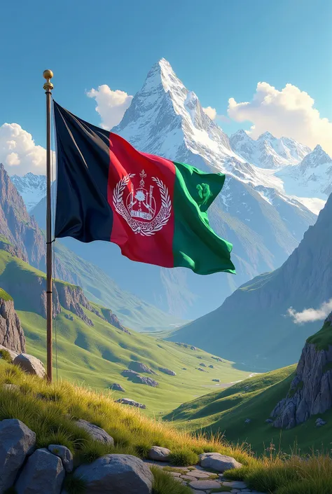 beautiful place with afghaistan nation flag