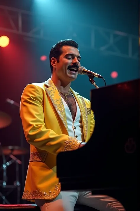 Freddie mercury singing with piano