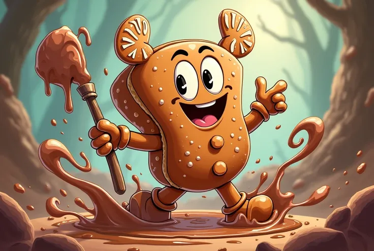 Create a gingerbread roll by sizzling hot chocolate,  cuphead style