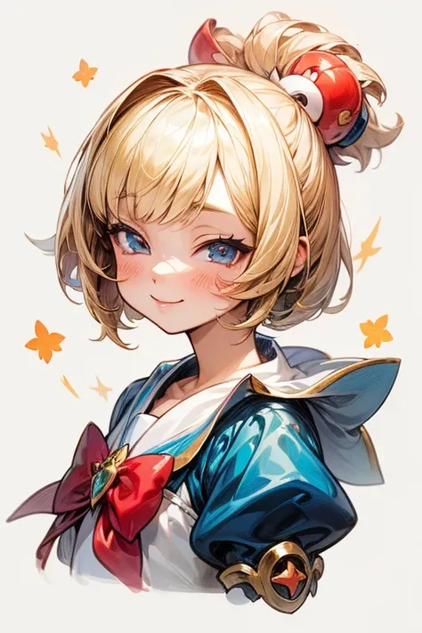 Blonde anime girl with bob hair ornament,  cute realistic portrait, Gwaiz,  Magical Girl ,  cute characters,  cute art style ,   Anime Moe Art Style  ,  Maple Story Character Art, Cute portrait,   cute anime girl portraits ,  artwork in the style of Gwaiz,...