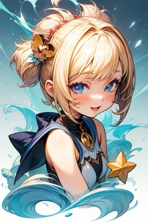 Blonde anime girl with bob hair ornament,  cute realistic portrait, Gwaiz,  Magical Girl ,  cute characters,  cute art style ,   Anime Moe Art Style  ,  Maple Story Character Art, Cute portrait,   cute anime girl portraits ,  artwork in the style of Gwaiz,...