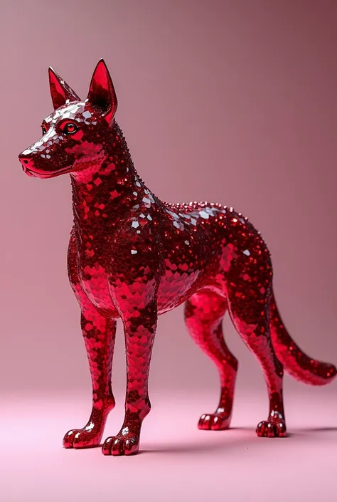 A dog thats all made up of rubies