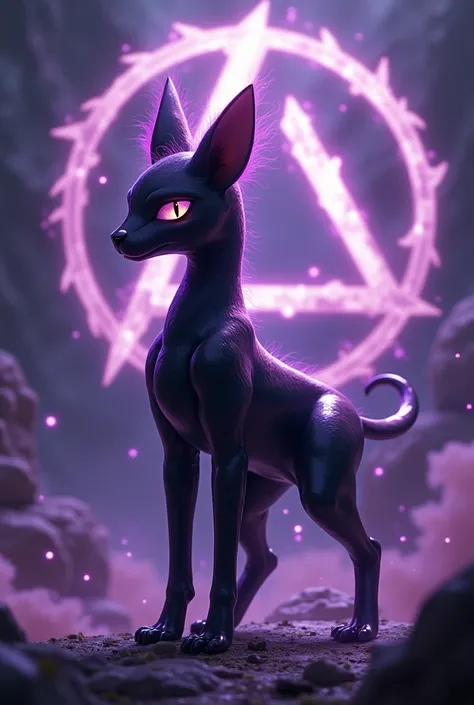  Dark-type four-legged Pokémon with a background that must meet the following: shiny with purple touches ,  must be related to the Pokémon and the Linkin Park logo must appear 