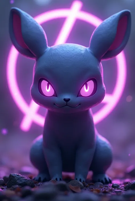 Add the Linkin Park logo in the same shade of purple as the eyes of the Pokémon diffused from behind