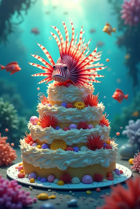 birthday cake with lionfish