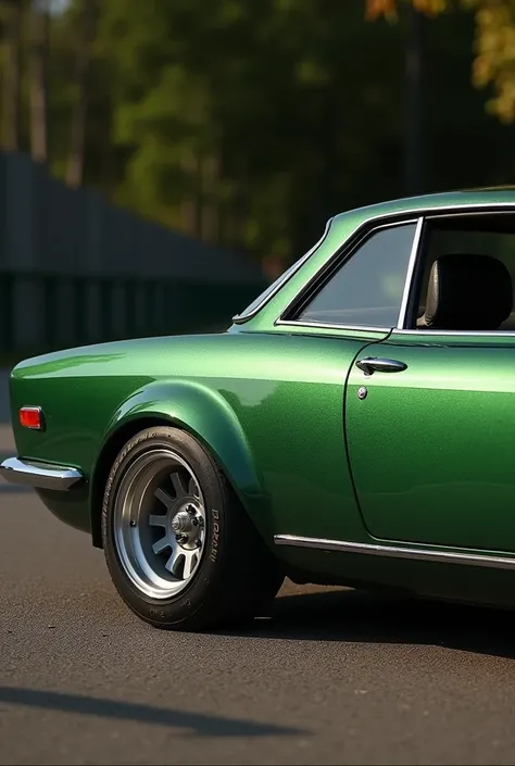 Fiat 124 coupe 1974,verde metallizzato, interni cuoio cerchioni in lega larghi, pneumatici larghi ribassati 