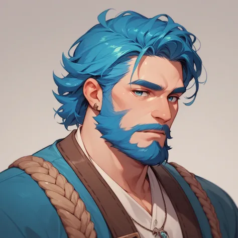 Blue-haired and bearded adventurer