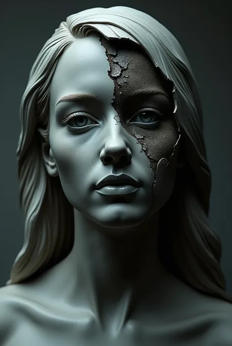 Help me create a statue of a woman with only a broken face