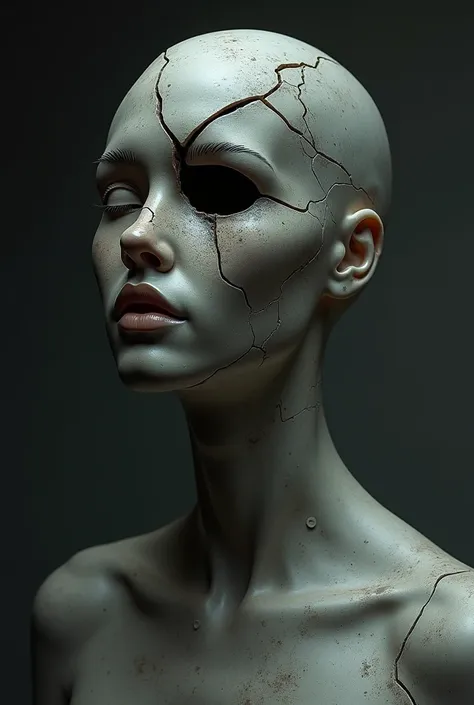 Help me create a statue of a woman with only a broken face