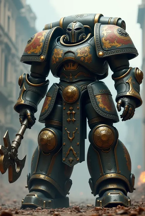 Concept art, Absurd resolution, high resolution, (masterpiece: 1.4), hyper-detail, warhammer 40k terminator armor,  Juggernaut armor, heavy armor, knight, crusader, holding weapon, holding halberd, holding crossbow, 