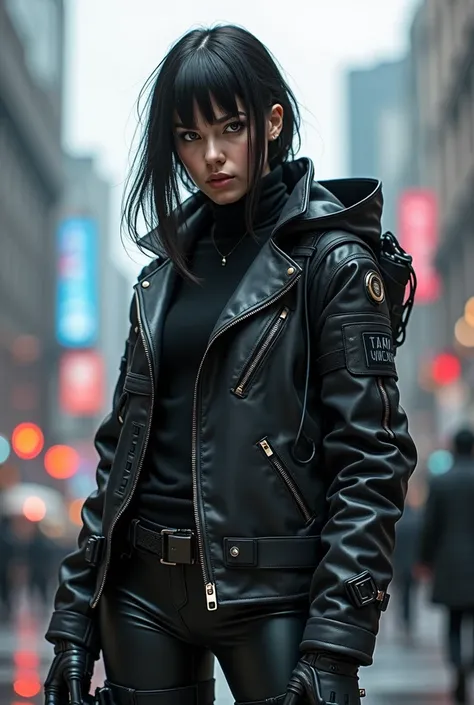 Techwear fashion in the style of artgerm, Cyberpunk Style, 1woman, Velma, cyberpunk clothing, female focus, city,cyberpunk background, robot, science fiction, solo, full body, wires and cables, . Futuristic, cyberpunk, urban, tactical, sleek, dark, highly ...