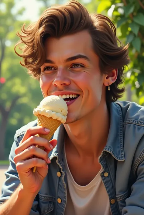 HARRY STYLES eating ice cream