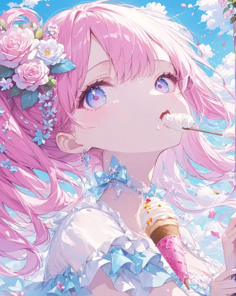 A beautiful girl eating ice-cream 