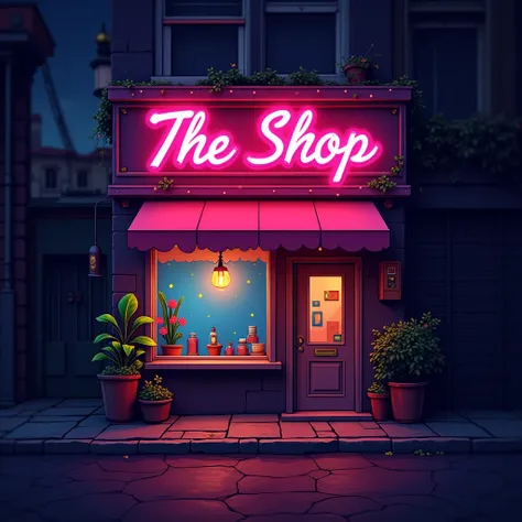 Make shop logo with little shop neon