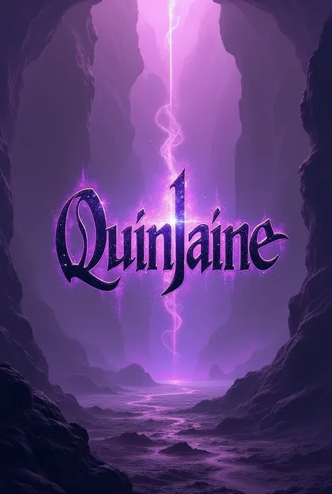 A purple world background,with quinjaine written on it