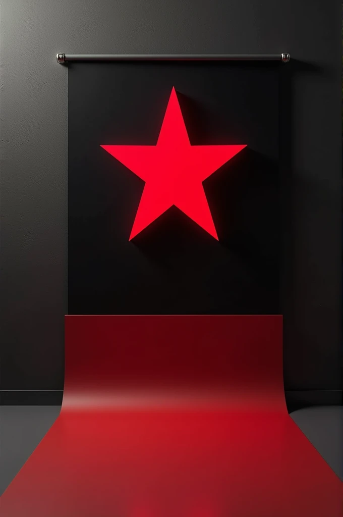 The flag with a red star on a black field with a white stripe at the bottom of the flag 