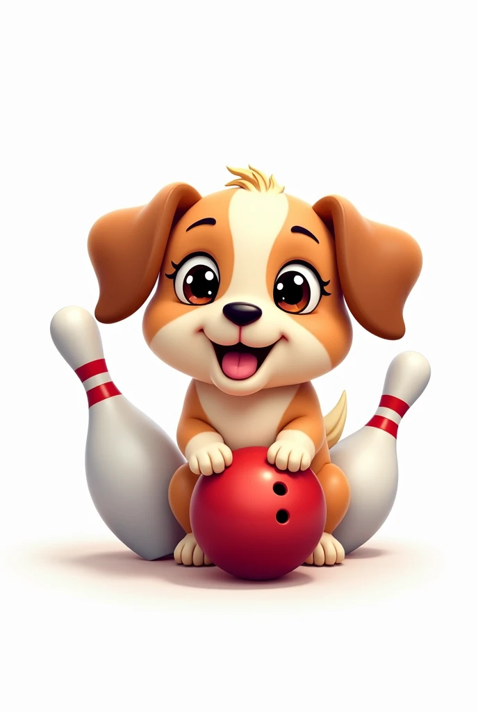 cute dog character 2d bowling logo white background