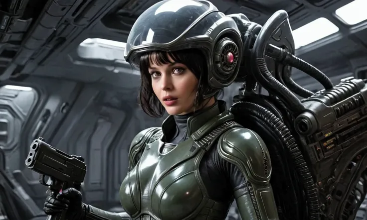 A cute woman (sexy space soldier, big gun) is tasked with killing alien xenomorphs, however she is overcome by passion as an alien presents his huge aroused penis, anal sex, oral sex, hard anal rape
